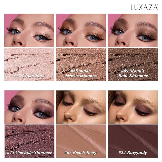 LUXAZA 6PCS Cream Eyeshadow Stick Makeup Sets, Metallic And Matte Shimmer Eye Shadow Eye Brightener Stick Pencil Crayon, A05-Wine Red