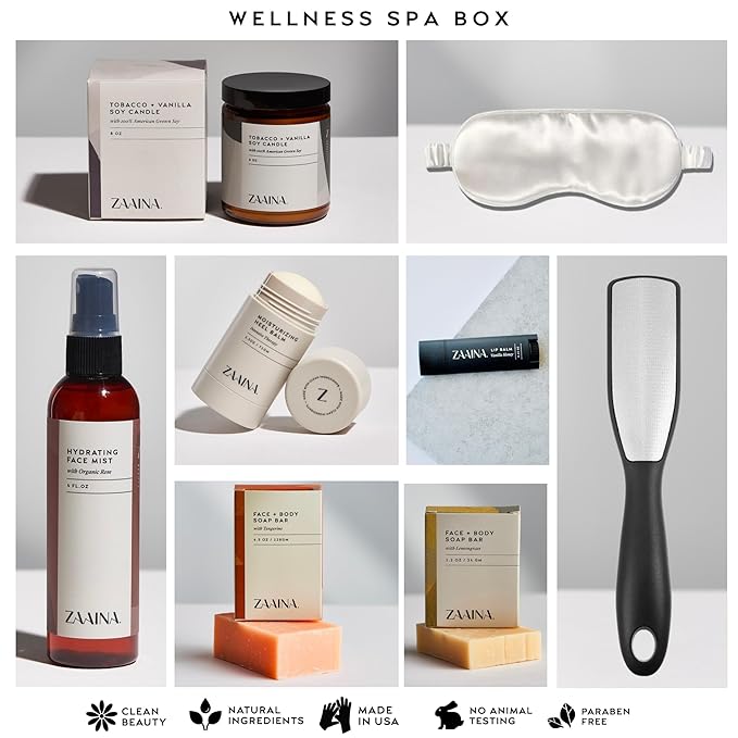 Wellness Spa Package - Handmade in USA, Luxury All Natural Spa Gifts for Women, Relaxing Spa Gifts for Her, Spa Gift Basket for Friend Mom Wife, Pampering Birthday Gifts for Women