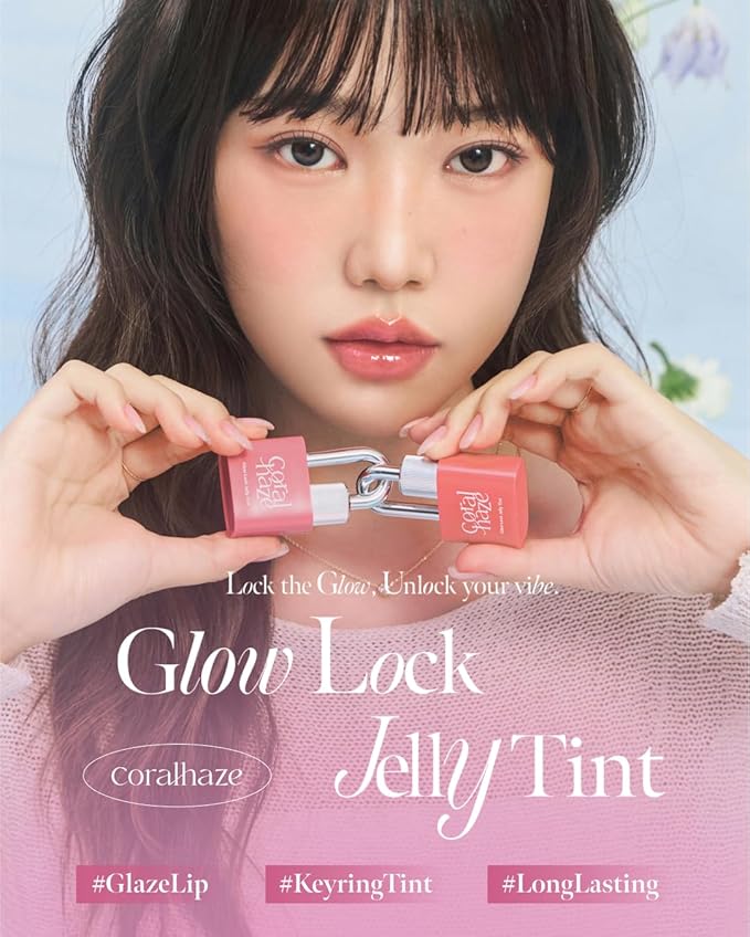 CORALHAZE Glow Lock Jelly Tint 102 Candy, Hydrating Water Glow Lip Stain, Non-Sticky Juicy Gloss, Long Lasting Glass Shine & Dewy Finish, Lightweight Moisturizing Lip Care, Korean Makeup