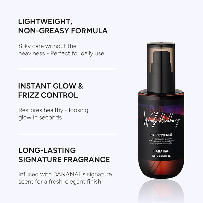 BANANAL 2-in-1 Hair Serum & Perfume Oil - Korean Hair Care, Moroccan Argan Oil & 12 Amino Acids for Dry Damaged Hair, Anti-Frizz Glass Hair Shine, Paraben-Free, Woody Blackberry, 3.38 fl oz
