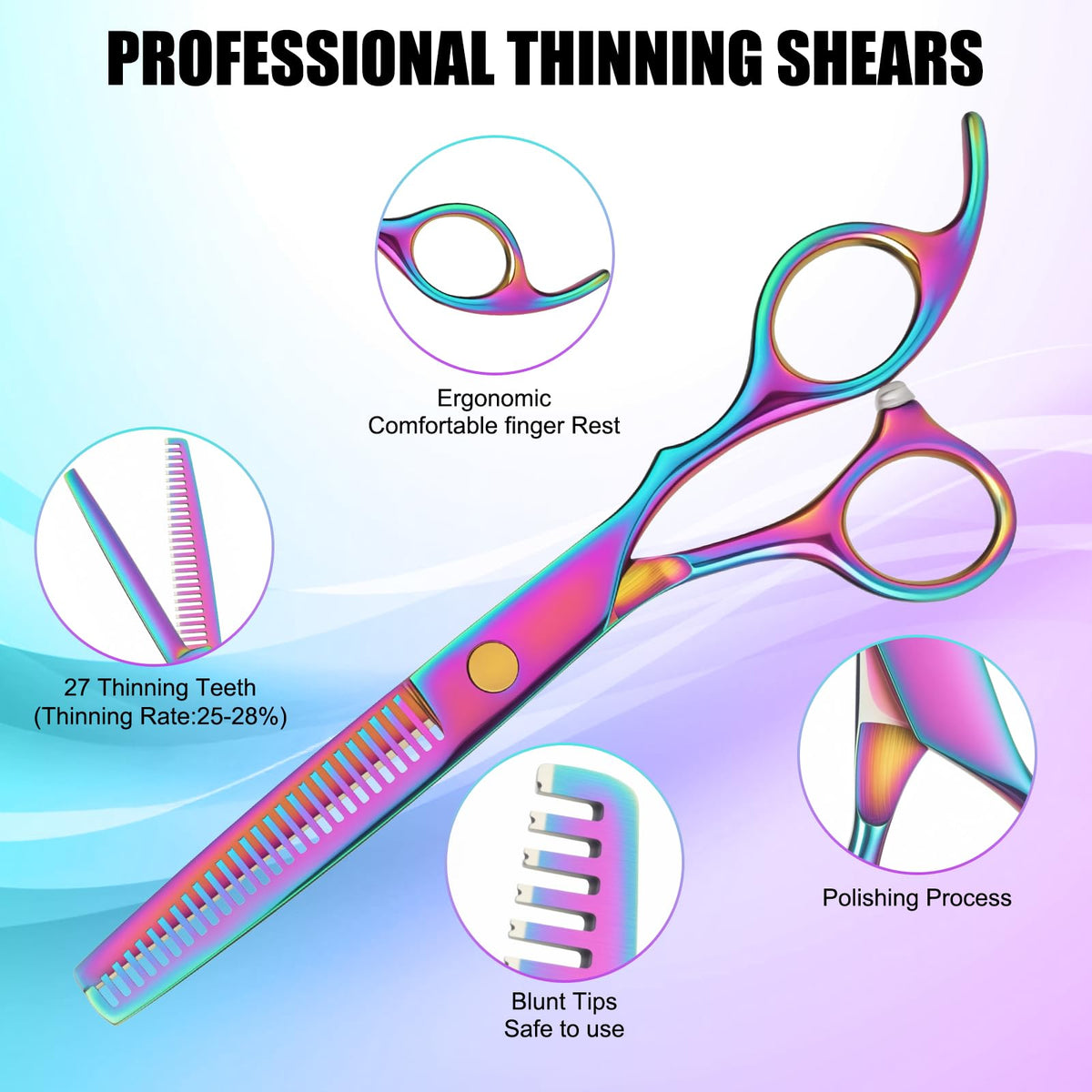 Hair Cutting Scissors Set, 440C Steel Cutting and Thinning Shears