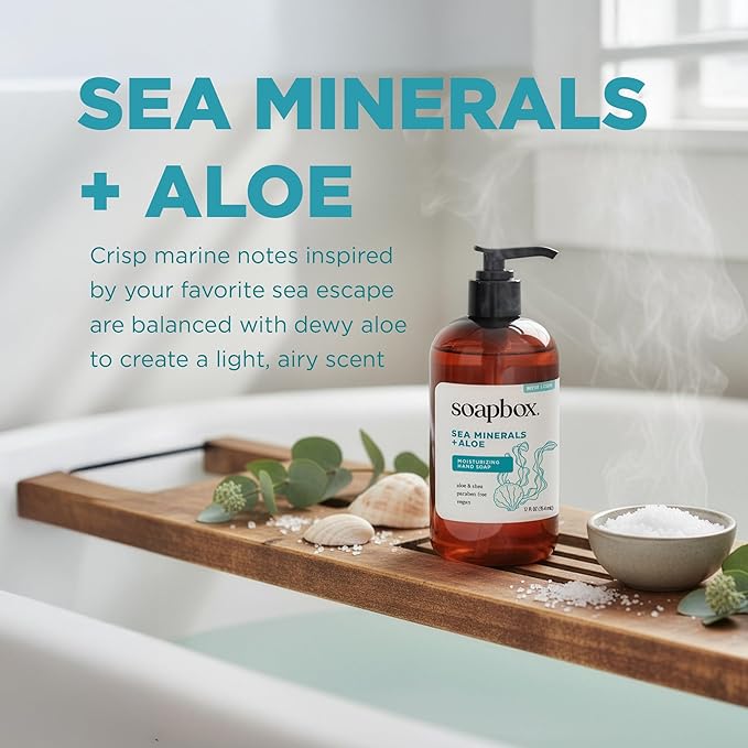 Soapbox Sea Minerals & Aloe Liquid Hand Soap - Moisturizing Hand Wash - 3pk