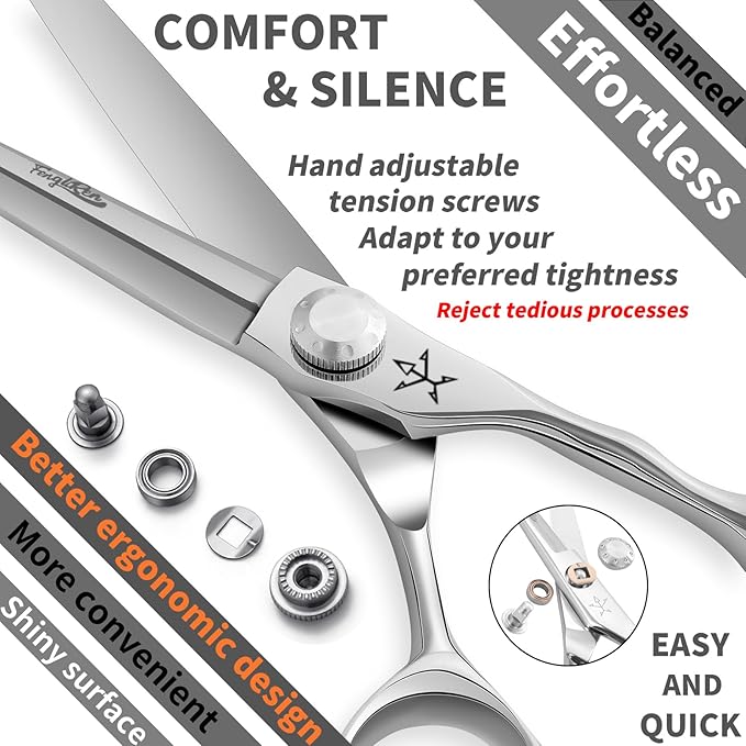 Fengliren High-end Professional Extremely Very Sharp Barber Hair Cutting Scissors Hairdresser Shears For Hair 6.5 Inch Haircut Scissor Made Of Stainless Steel Alloy For Hairdressing Salon and Home Use