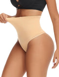 Niceuare Tummy Control Thong Shapewear for Women High Waist Body Shaper Underwear Seamless Comfortable Panty Thong（Nude，X-Large