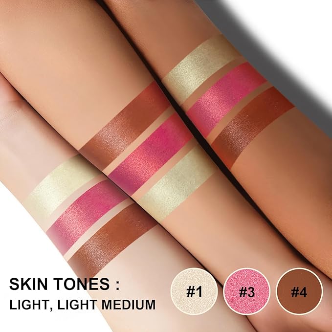 3Pcs Contour Stick Makeup Kit,Shades with Highlighter Blush Bronzer, LIGHT