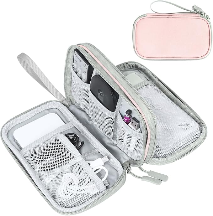 FYY Electronic Organizer, Travel Tech Pouch Bag, Medium, Light Pink