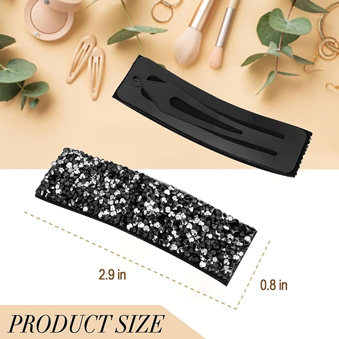 Kanprincess Rhinestone and Crystal Hair Clips 2-Pack, Sparkly Barrettes & Elegant Bling Accessories for Women & Girls(Set15)