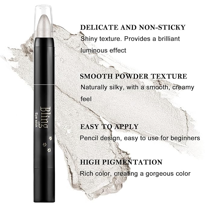 Boobeen Waterproof Eyeshadow Stick Shimmer Cream Eyeshadow Pen - Easy to Use Glitter Eye Makeup Kit (01# + 03#)