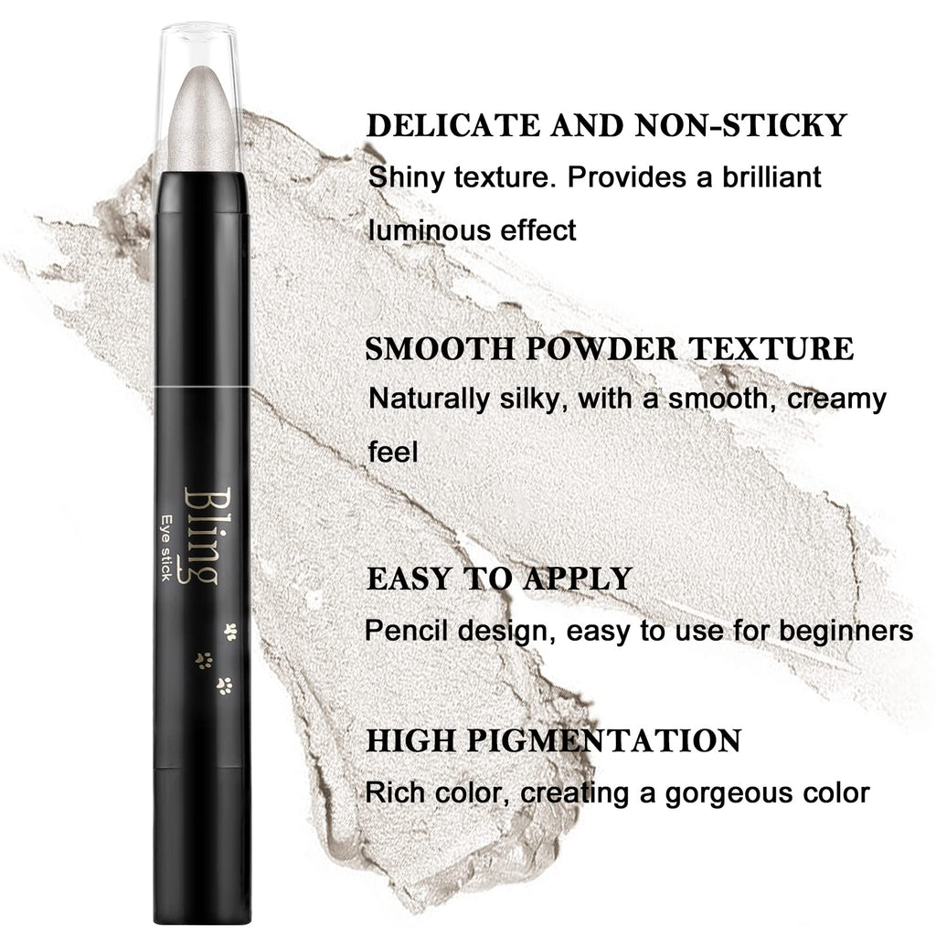 Boobeen Waterproof Eyeshadow Stick Shimmer Cream Eyeshadow Pen - Easy to Use Glitter Eye Makeup Kit (01# + 03#)