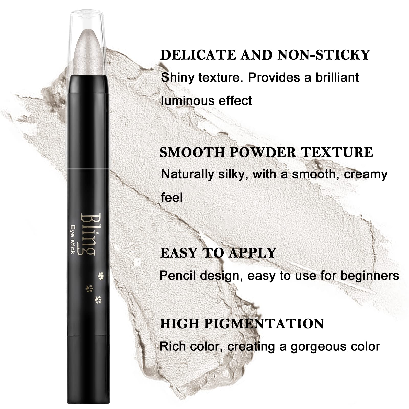 Boobeen Waterproof Eyeshadow Stick Shimmer Cream Eyeshadow Pen - Easy to Use Glitter Eye Makeup Kit (01# + 03#)