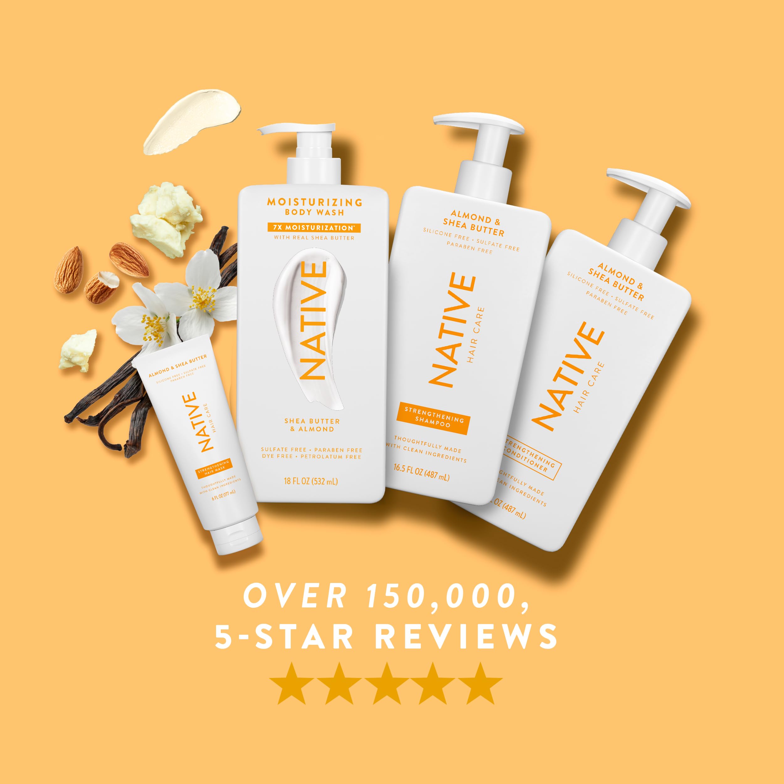 Native Moisturizing Body Wash Contains Naturally Derived Ingredients | For Women & Men, Sulfate, Paraben, & Dye Free Leaving Skin Soft and Hydrated | Shea Butter & Almond 18 oz