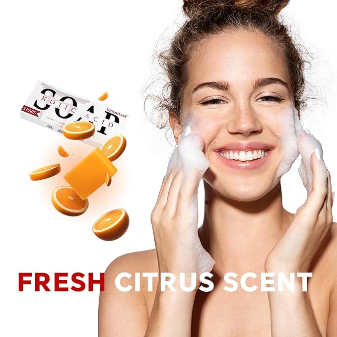 ORIENTLEAF Kojic Acid Soap, Turmeric Soap Bar for Dark Spots, 3 Pack
