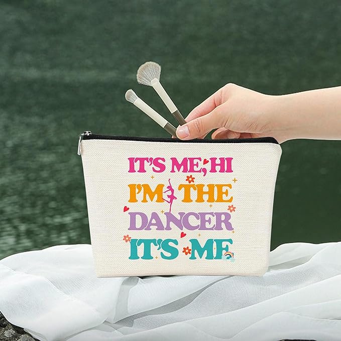 JEFBFBWE Dance Makeup Bag,Dance Bag for Teen Girls,It's Me Zipper Pouch,Dance Shoes Bag,Gifts for Dancer,Dancing Lover,Teen Girls, Dancing Teacher and Student(I'm The Dancer)