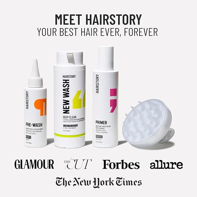 Hairstory New Wash Deep Clean – Detergent Free Shampoo for Oily Fine Hair, Sulfate Free Volumizing Cleansing Cream, Shampoo and Conditioner Alternative, 8 Fl Oz Refillable Bottle