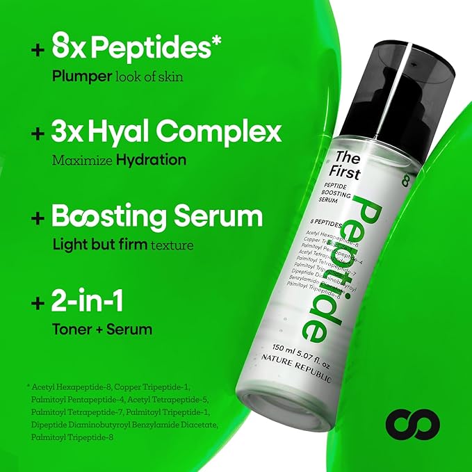 Nature Republic The First Peptide Boosting Serum | Niacinamide, Adenosine, Hydrating & Firming Facial Serum, for Fine Lines & Pores, Korean Skincare, 150ml / 5.07 fl oz