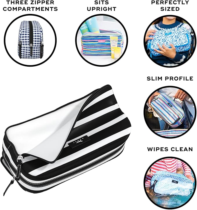 SCOUT 3-Way Cosmetic Bag - 3 Zipper Compartments - Fleetwood Black