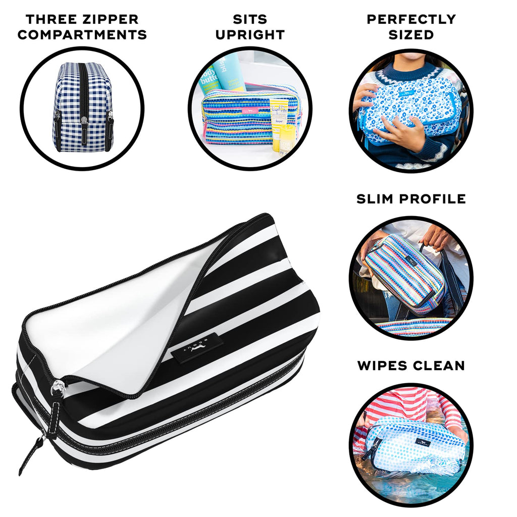 SCOUT 3-Way Cosmetic Bag - 3 Zipper Compartments - Fleetwood Black