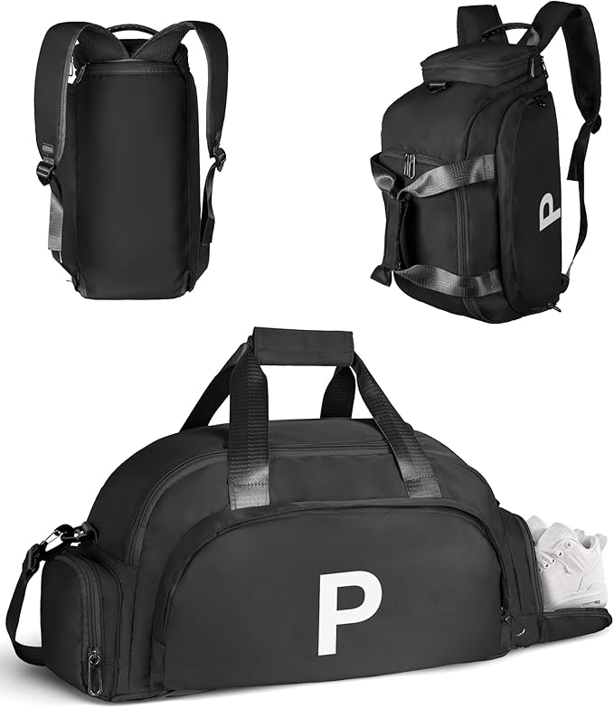 Vogewood Initial Gym Bag with Shoe Compartment, Birthday Gift for Teenager