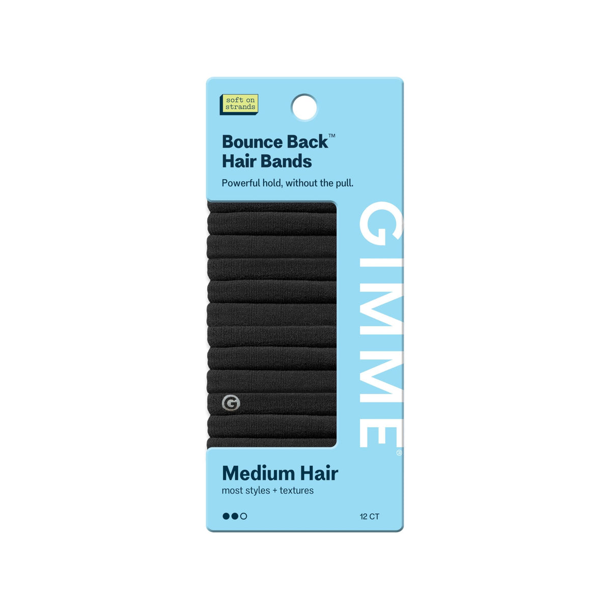 Gimme Beauty Medium Hold Hair Ties, Black, 12 Pack