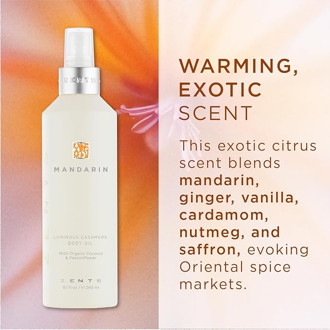 Zents Luminous Cashmere Body Oil (Travel Size - Mandarin Fragrance) 1 fl oz