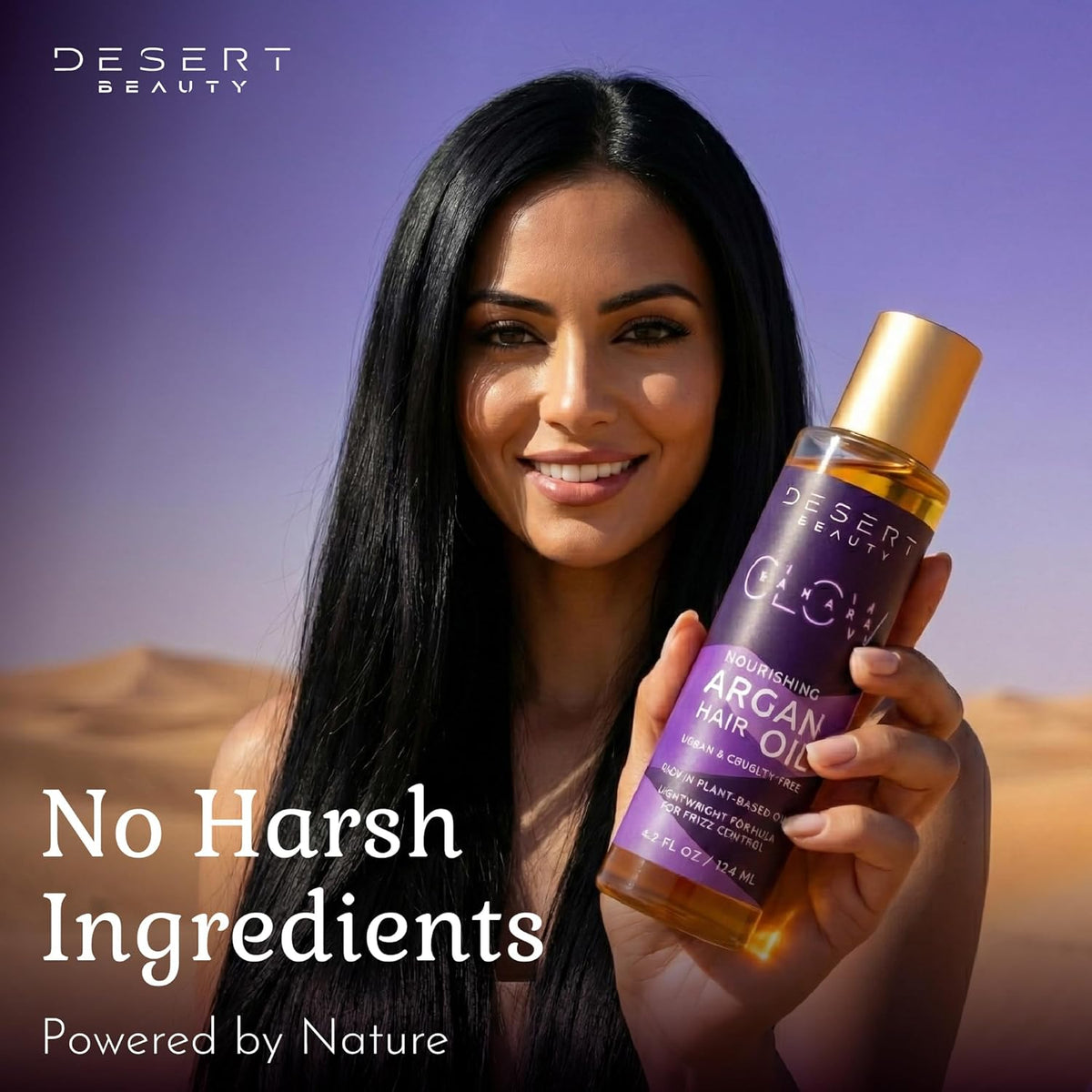 Desert Beauty Argan Oil, 4 oz, Hair Oil Treatment for Dry Damaged Hair, Leave-in Conditioner, Hydrating, Strengthens, Natural, Cruelty Free