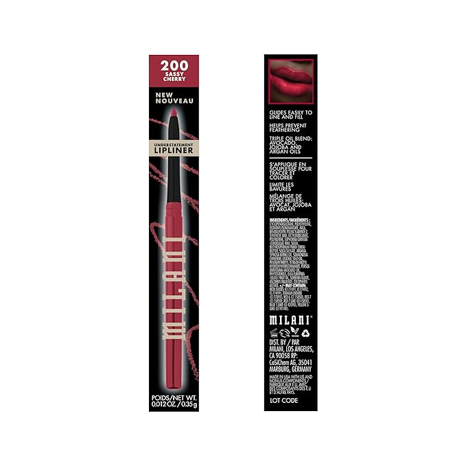 Milani Understatement Lipliner Pencil - Highly Pigmented Retractable Soft Lip Liner Pencil, Easy to Use Lip Makeup - Sassy Cherry