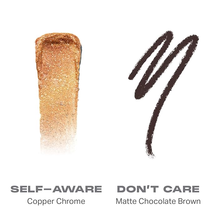 Morphe Mixed Signals Dual-Ended Eyeshadow Stick - Cream Eyeshadow Pigment & Chrome Liquid Flakes for Bold, Layered Eye Makeup Looks - Self Ware/Don't Care (0.028 oz)