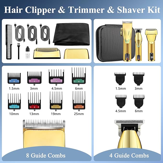 Hair Clippers for Men Professional, Adjustable Speed, 3 in 1 with Bag