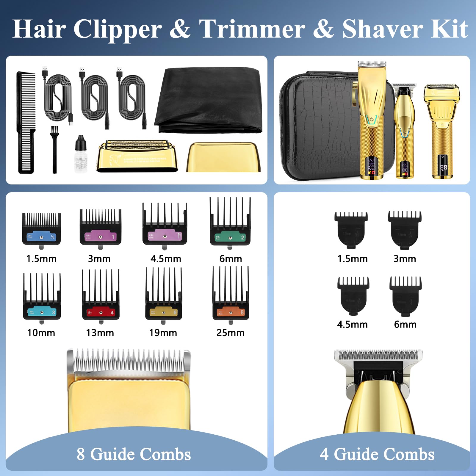 Hair Clippers for Men Professional, Adjustable Speed, 3 in 1 with Bag