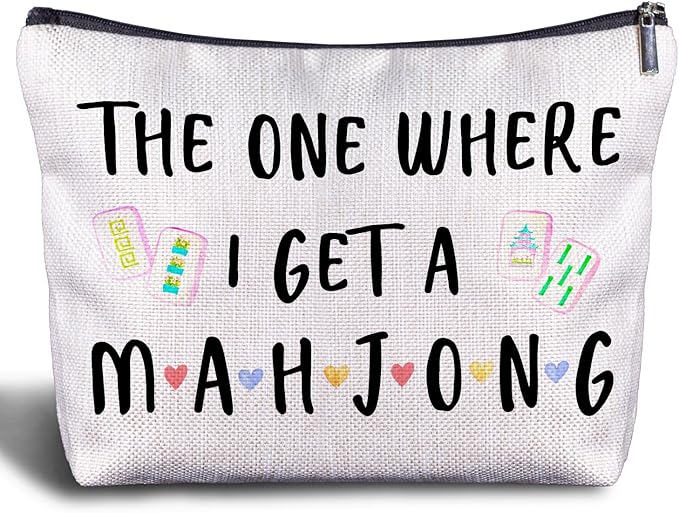Zomhix Mahjong Gifts Cosmetic Bag - Mahjong Makeup Bag Women's Zippered Bag, Friendship Gifts for Mahjong Lover- C