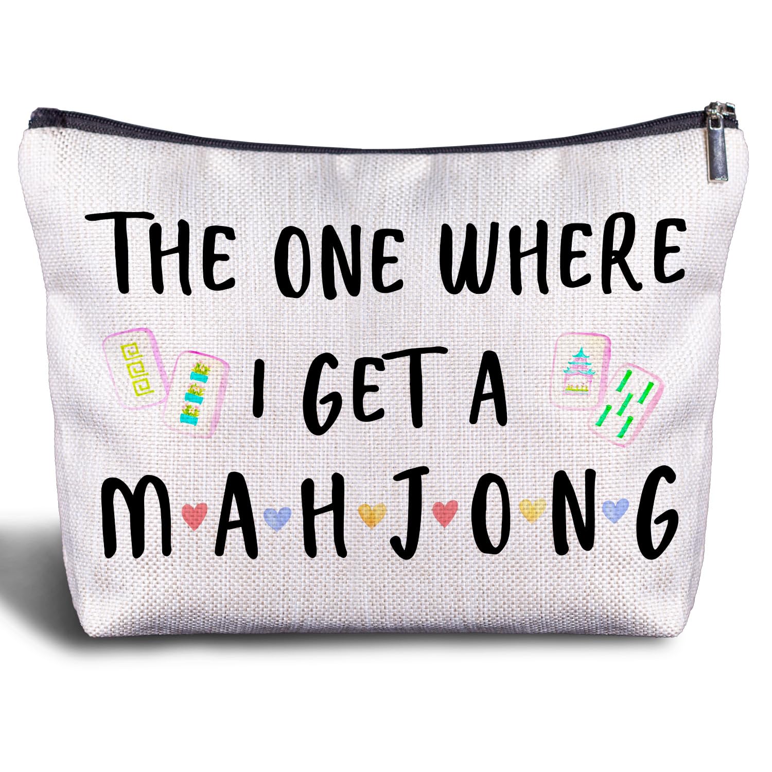 Zomhix Mahjong Gifts Cosmetic Bag - Mahjong Makeup Bag Women's Zippered Bag, Friendship Gifts for Mahjong Lover- C
