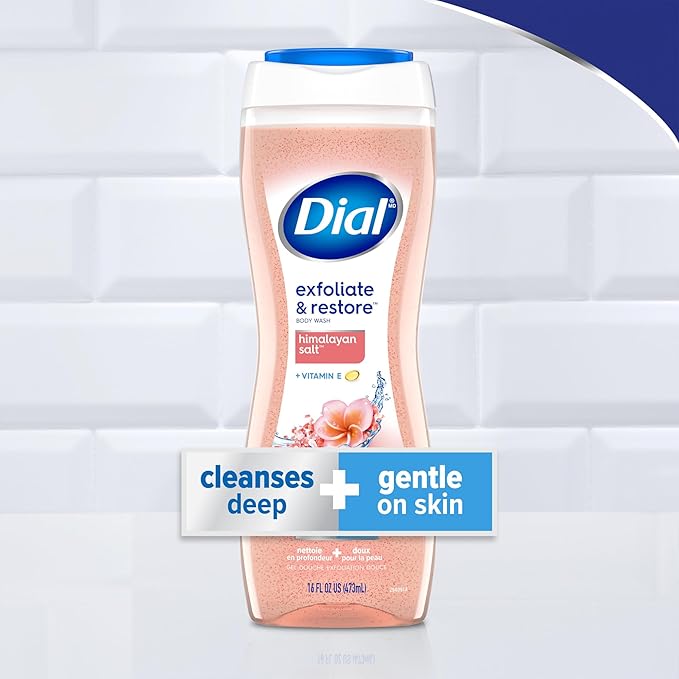 Dial Body Wash, Exfoliate & Restore Himalayan Salt, 16 Fl Oz, 4-Pack