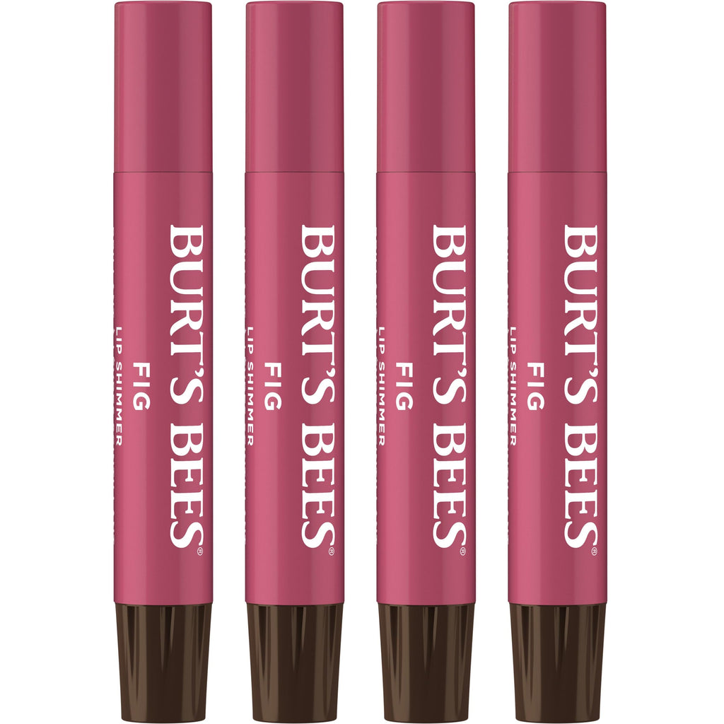 Burt's Bees Shimmer Lip Tint Set, Mothers Day Gifts, Tinted Lip Balm Stick, Moisturizing for All Day Hydration with Natural Origin Glowy Pigmented Finish & Buildable Color, Fig (4-Pack)