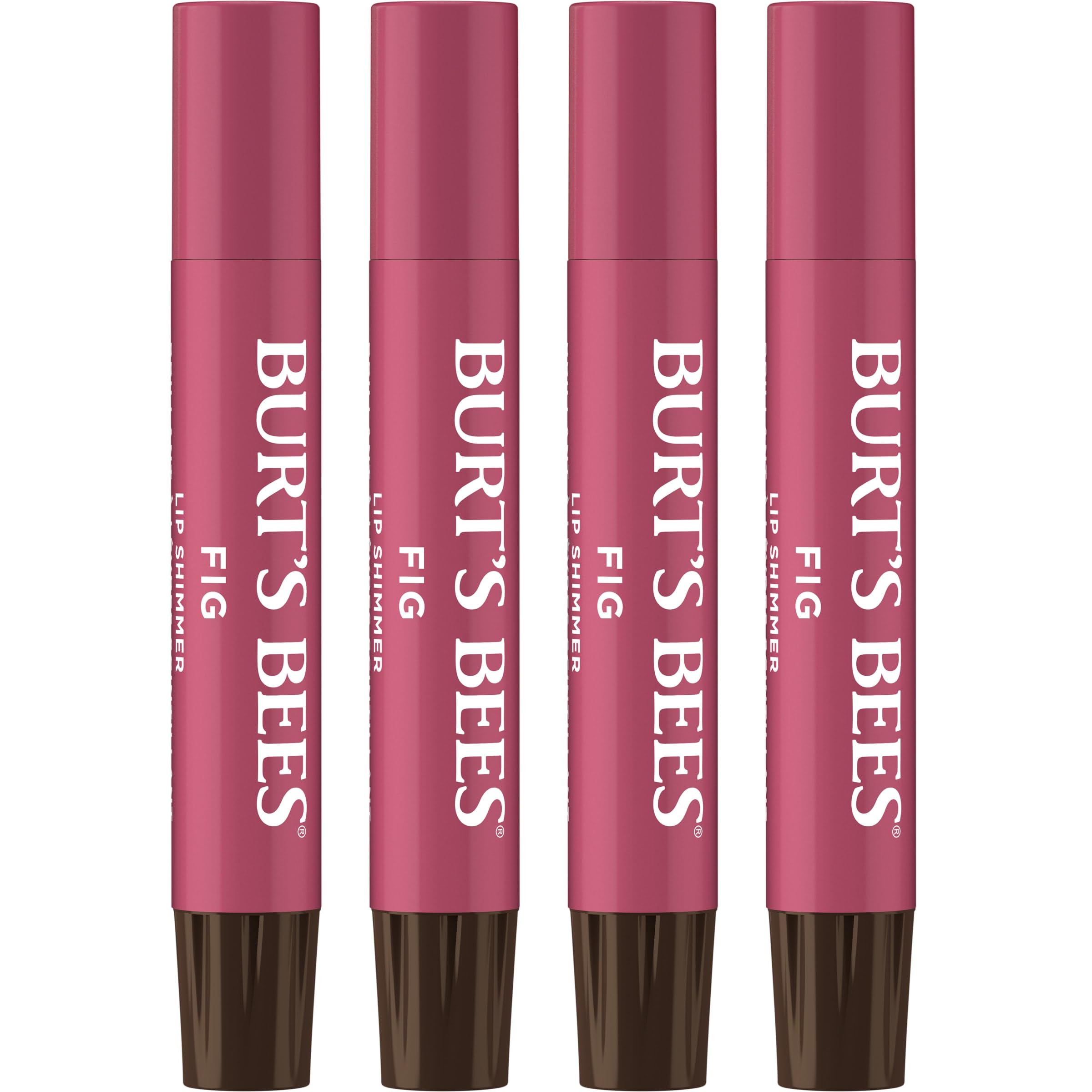 Burt's Bees Shimmer Lip Tint Set, Mothers Day Gifts, Tinted Lip Balm Stick, Moisturizing for All Day Hydration with Natural Origin Glowy Pigmented Finish & Buildable Color, Fig (4-Pack)