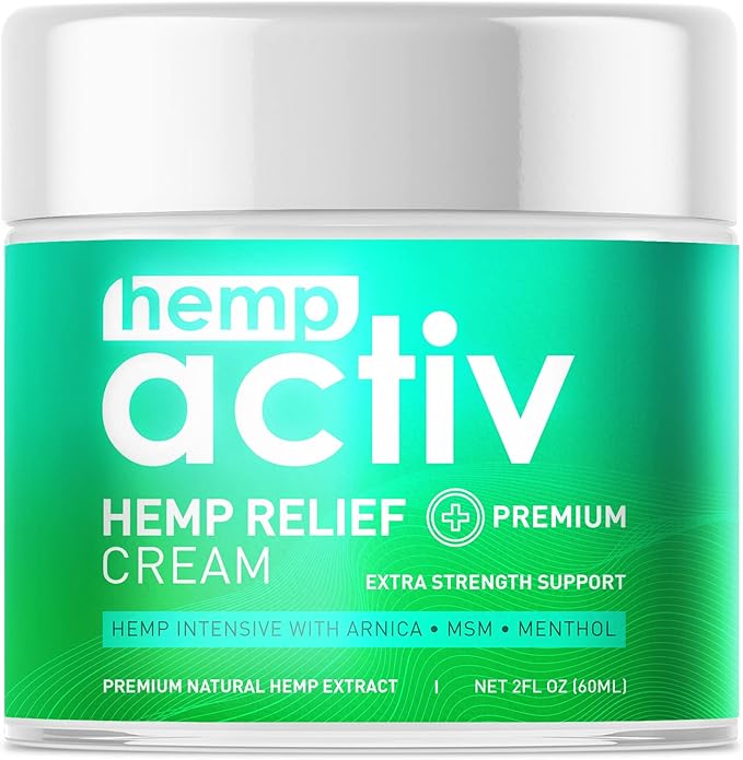 HEMPACTIV Hemp Cream with Menthol, MSM & Arnica – Lightweight, Fast-Absorbing Moisturizing Cream – Refreshing, Non-Greasy Formula for Nourished Skin – 2 Fl Oz