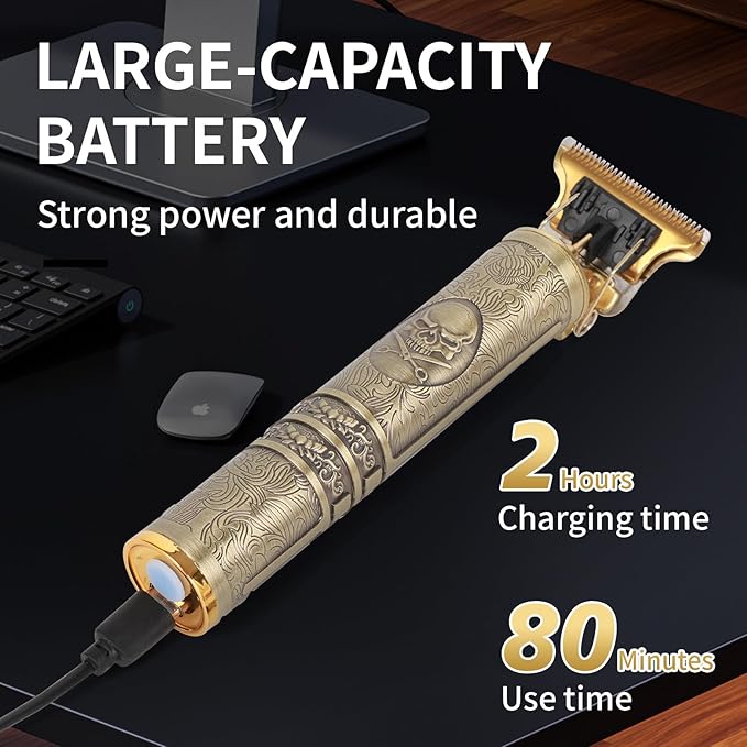 ODJSY Professional Hair Clipper for Men - Rechargeable Cordless T-Blade Trimmer with 4 Guides, USB-C Fast Charge, Metal Body for Beard, Hair & Body Grooming