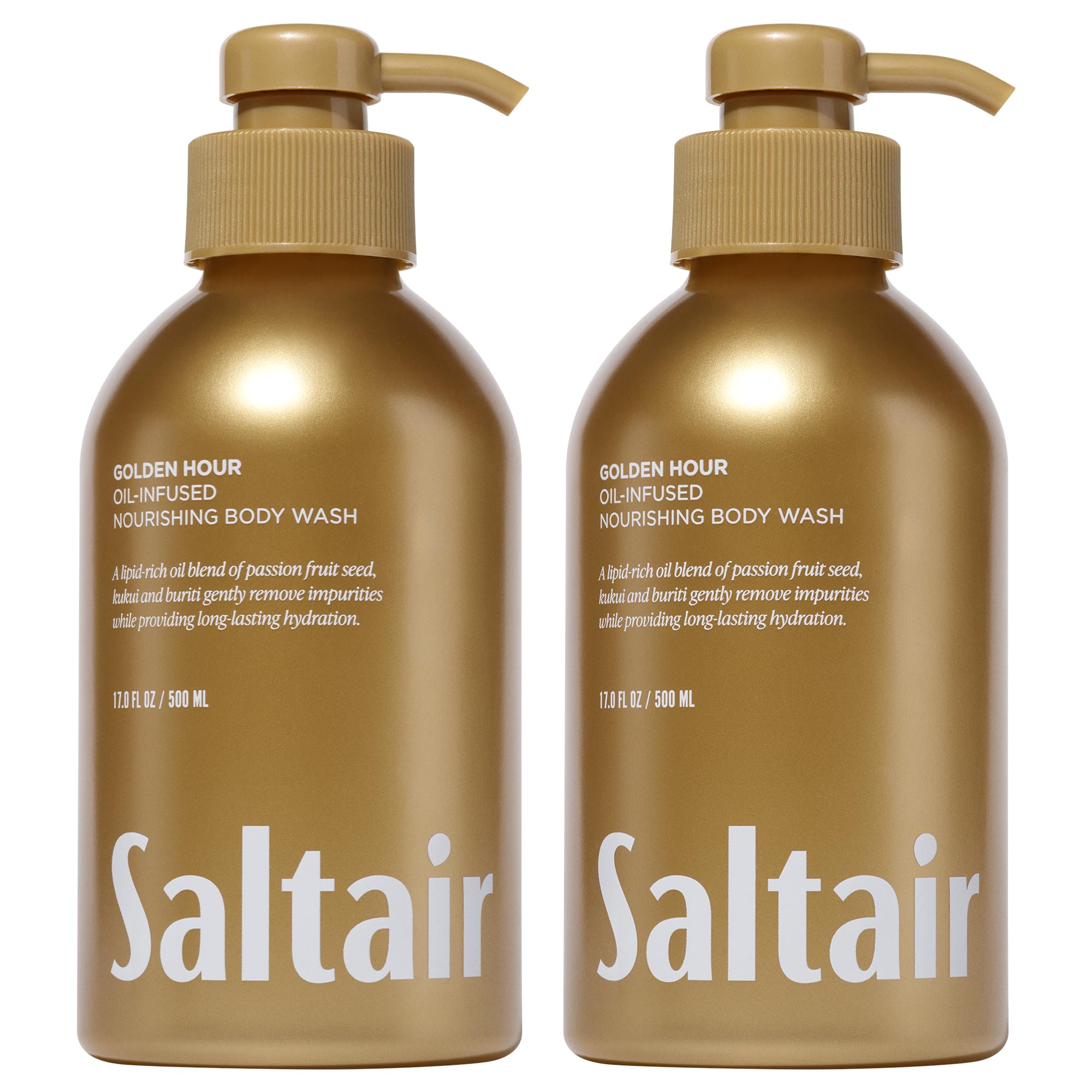 Saltair Body Wash 2-Pack – Moisturizing Body Wash with Vitamin E & Hydrating Oil Blend – Scented Shower Gel for Women and Men – Golden Hour Scent, 2x 17oz – Vegan, Cruelty-Free, Paraben-Free