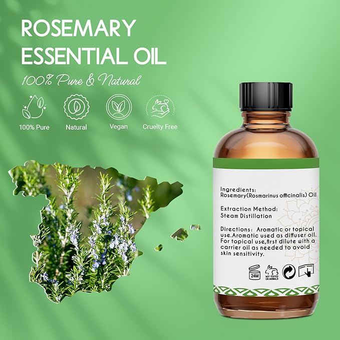 LOTUSJOY Rosemary Oil for Hair Growth, 100% Pure, 4 Oz