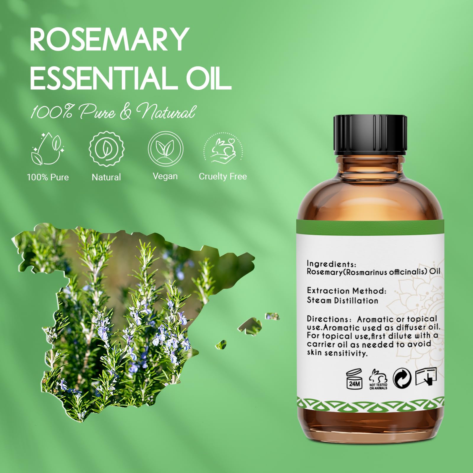 LOTUSJOY Rosemary Oil for Hair Growth, 100% Pure, 4 Oz