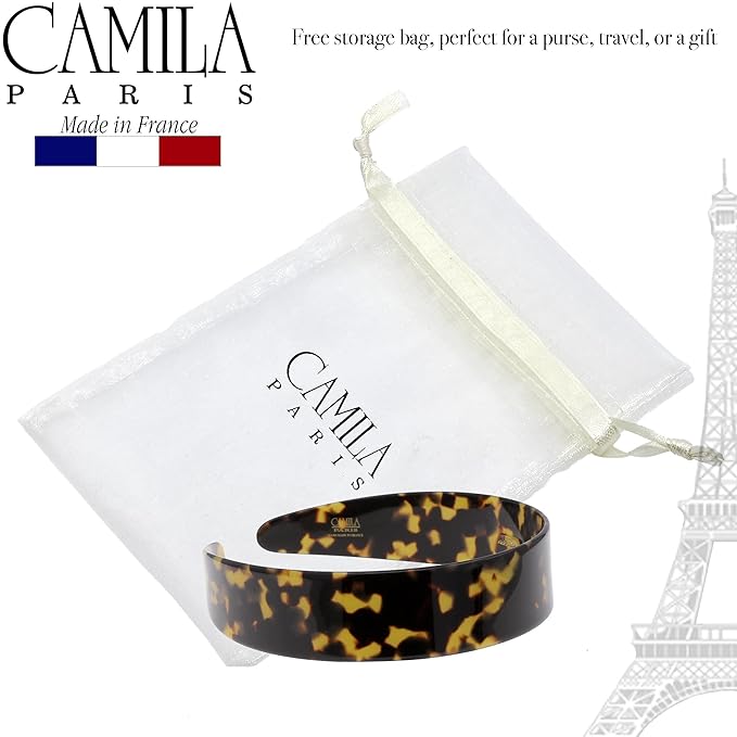 Camila Paris CP3460 French Headband for Women, Handmade Tokyo, Strong Hold Grip Women's Hair Band, Ligth and Very Flexible, No Slip Styling Girls Hair Accessories, Made in France