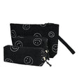 ZOEMTIU Small Cosmetic Bag set for Women Corduroy Makeup Bag with Interior Pocketes Cute Corduroy Makeup Pouches Women Small Toiletry Bag (Black Smile)