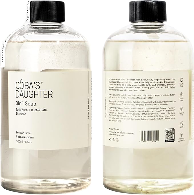 COBA'S DAUGHTER 3-in-1 Soap | Bubble Bath, Body Wash & Hand Wash 16.9oz
