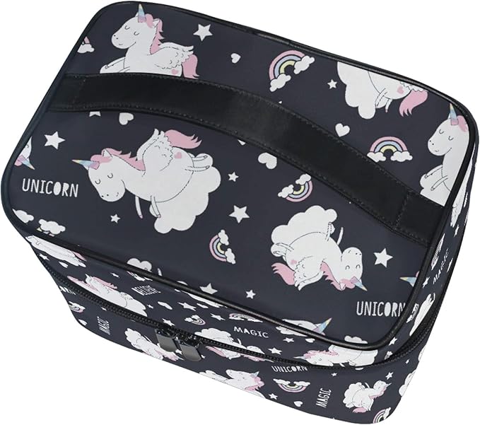 MNSRUU Makeup Bag, Cute Unicorn Rainbow Travel Makeup Organizer Bag Cosmetic Cases Toiletry Bags for Girl Women Ladies