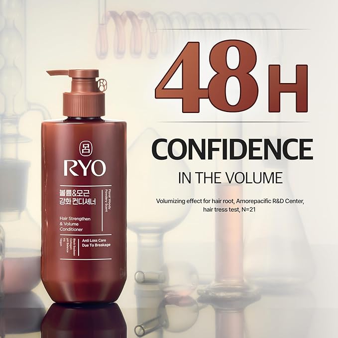 RYO Strengthen & Volume Conditioner - Rice Peptide with Korean Ginseng & Caffeine - Volumizing and Revitalizing for Fine Hair, Anti Loss Care, Strengthening hair roots, 16 Fl Oz.
