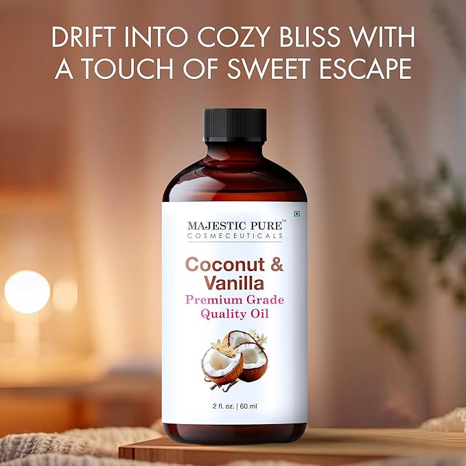 Majestic Pure Coconut Vanilla Essential Oil for Diffuser - 2 Fl Oz