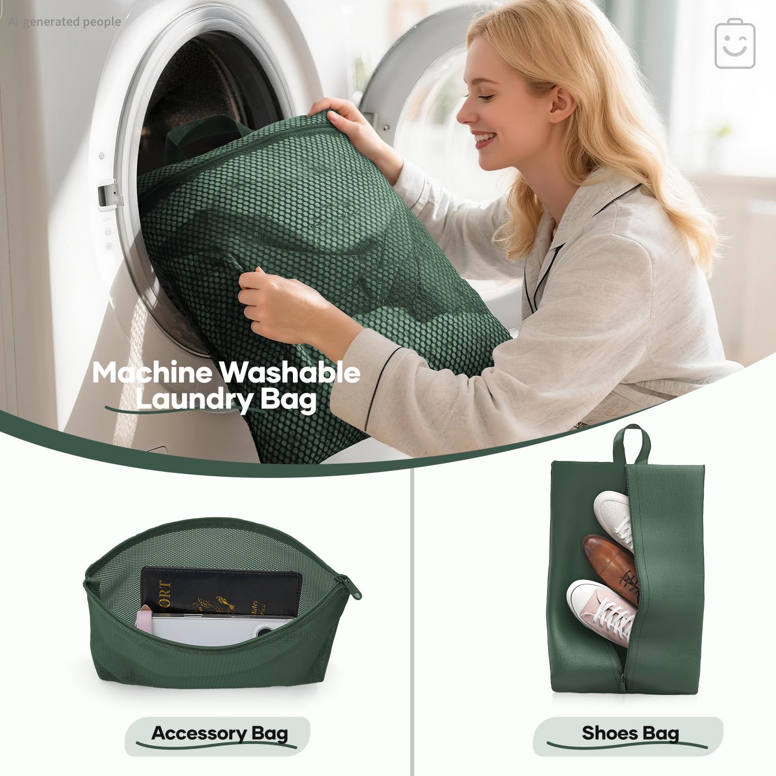 Veken 9/11 Set Compression Packing Cubes Garment Bags for Travel Essentials,Compressible Expandable Luggage Organizer Bags for Clothing,Space Saver Bags with Over 1000 pcs of Mesh Holes(Dark Green)