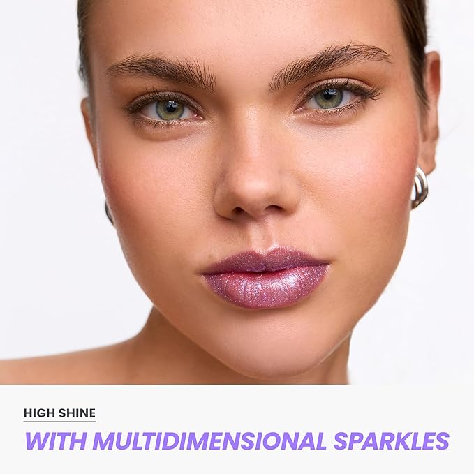 Wonderskin Lip Gloss - Blue Glitter Top Gloss, Long Lasting Gloss