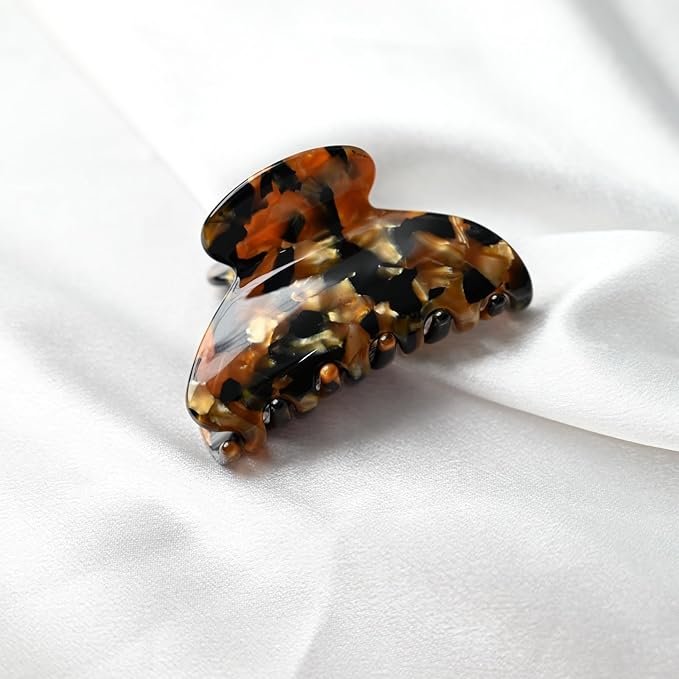 Prettyou Handmade Celluloid Acetate French Design Barrettes Tortoise Shell Claws Hair Claw Luxury Fashion Accessories Hair Clip for Women (black gold)