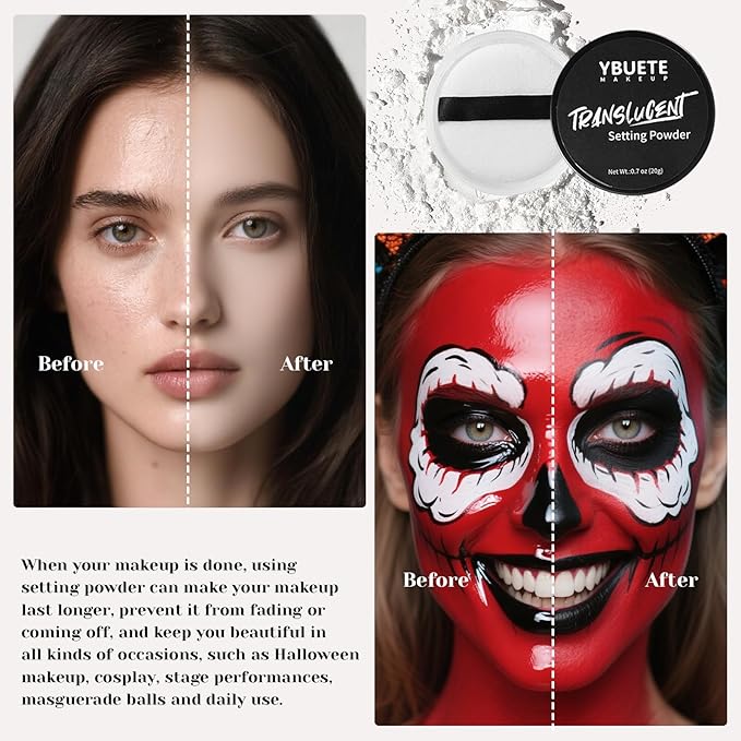 YBUETE White Light Blue Face Body Paint Stick Set for Halloween Cosplay SFX