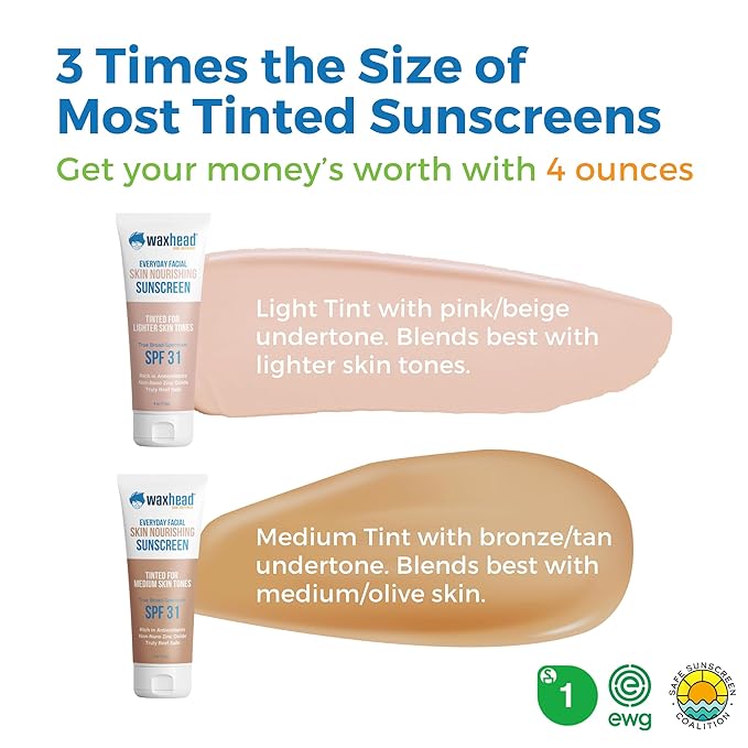 Tinted Mineral Sunscreen for Face SPF 31 Zinc Oxide Sensitive Skin - Medium